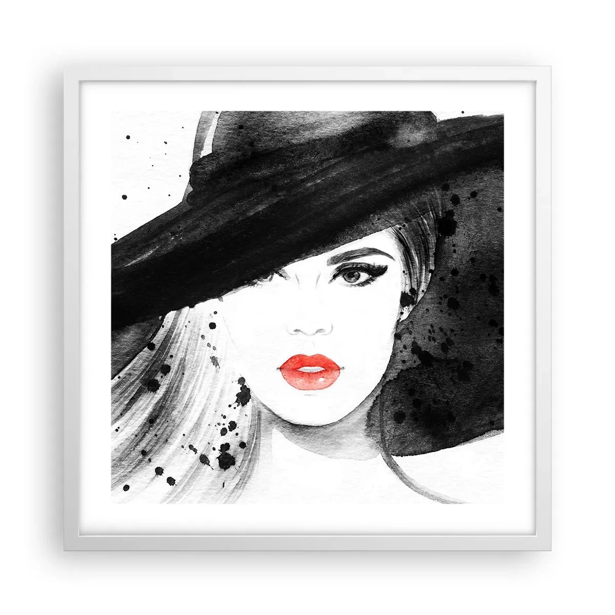 Poster in einem weißen Rahmen - Frau in schwarz - 50x50 cm