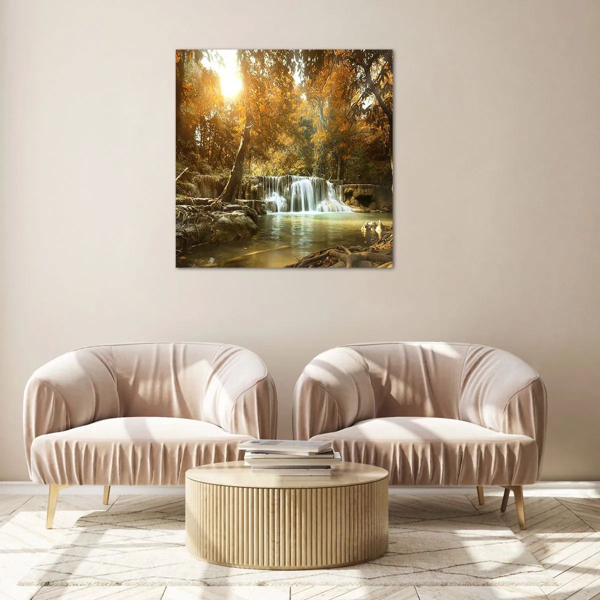 Glasbild - Bild auf glas - Parkkaskade - 70x70 cm