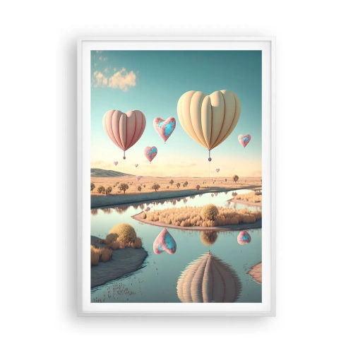 Poster in einem weißen Rahmen - Dank Liebe steigt man auf - 70x100 cm