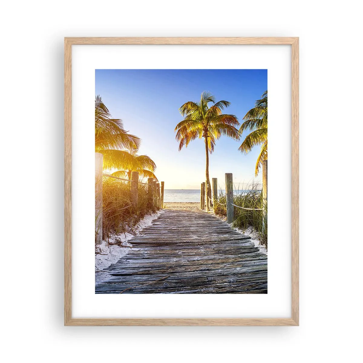 Poster in einem Rahmen aus heller Eiche - Direkt ins Paradies - 40x50 cm
