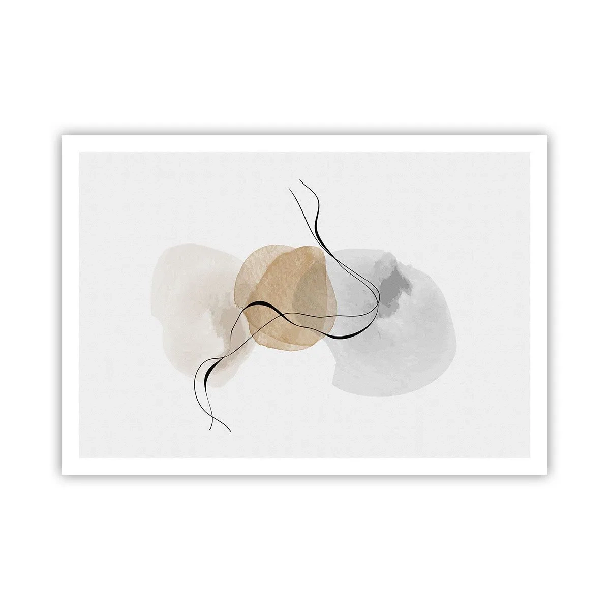 Poster - Minimalistische Abstraktion in Beige- und Grautönen - 100x70cm - Luftperlen - Moderne Wanddekoration für Wohnzimmer und Schlafzimmer ARTTOR