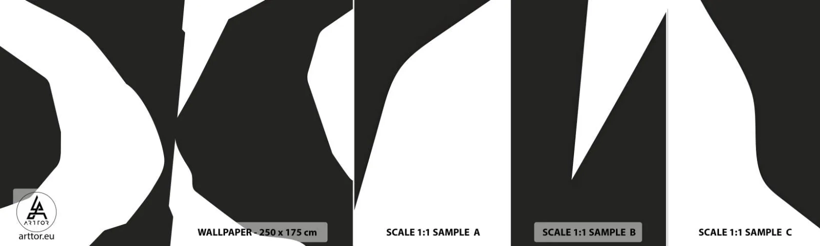 Fototapetenmuster Standard Eco - Positiv negativ - Schwarz und weiß, Abstraktion, Stück - 100x30 cm