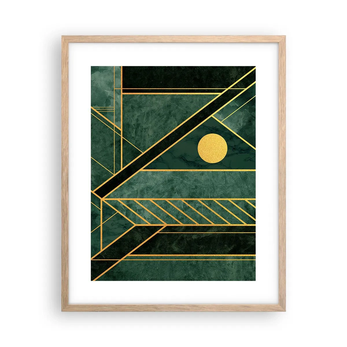 Poster in einem Rahmen aus heller Eiche - Dynamik von Gold und Azurblau - 40x50 cm