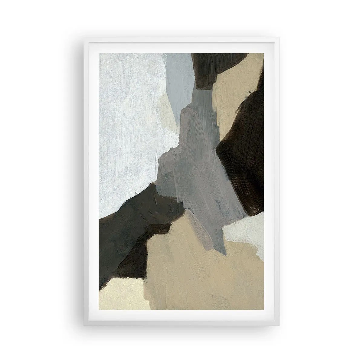 Poster in einem weißen Rahmen - Abstraktion: Scheideweg des Graus - 61x91 cm