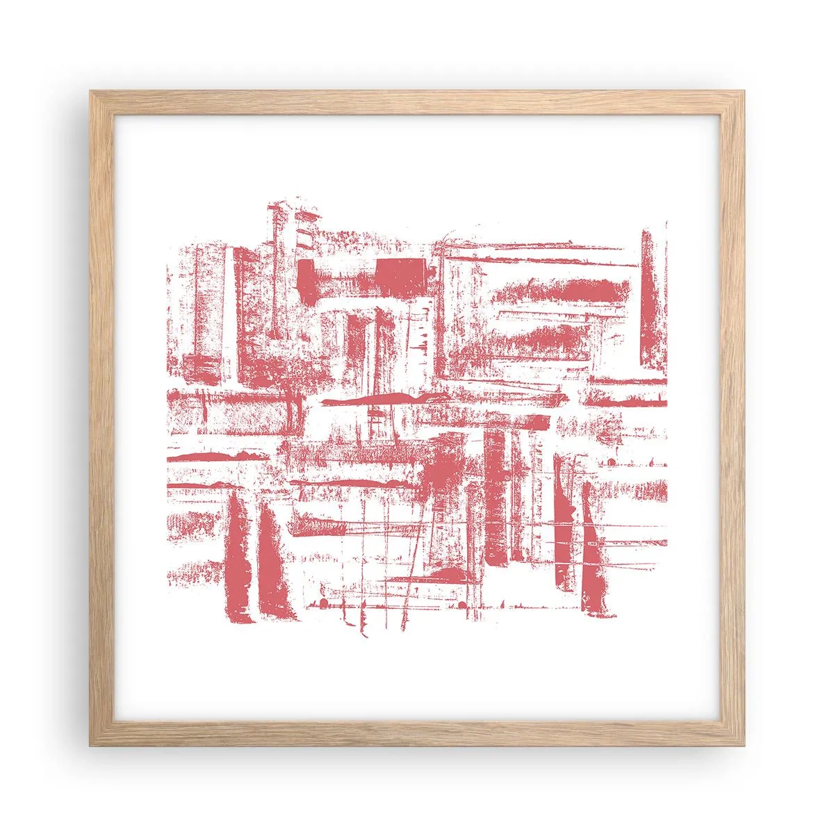 Poster in einem Rahmen aus heller Eiche - Die rote Stadt - 40x40 cm