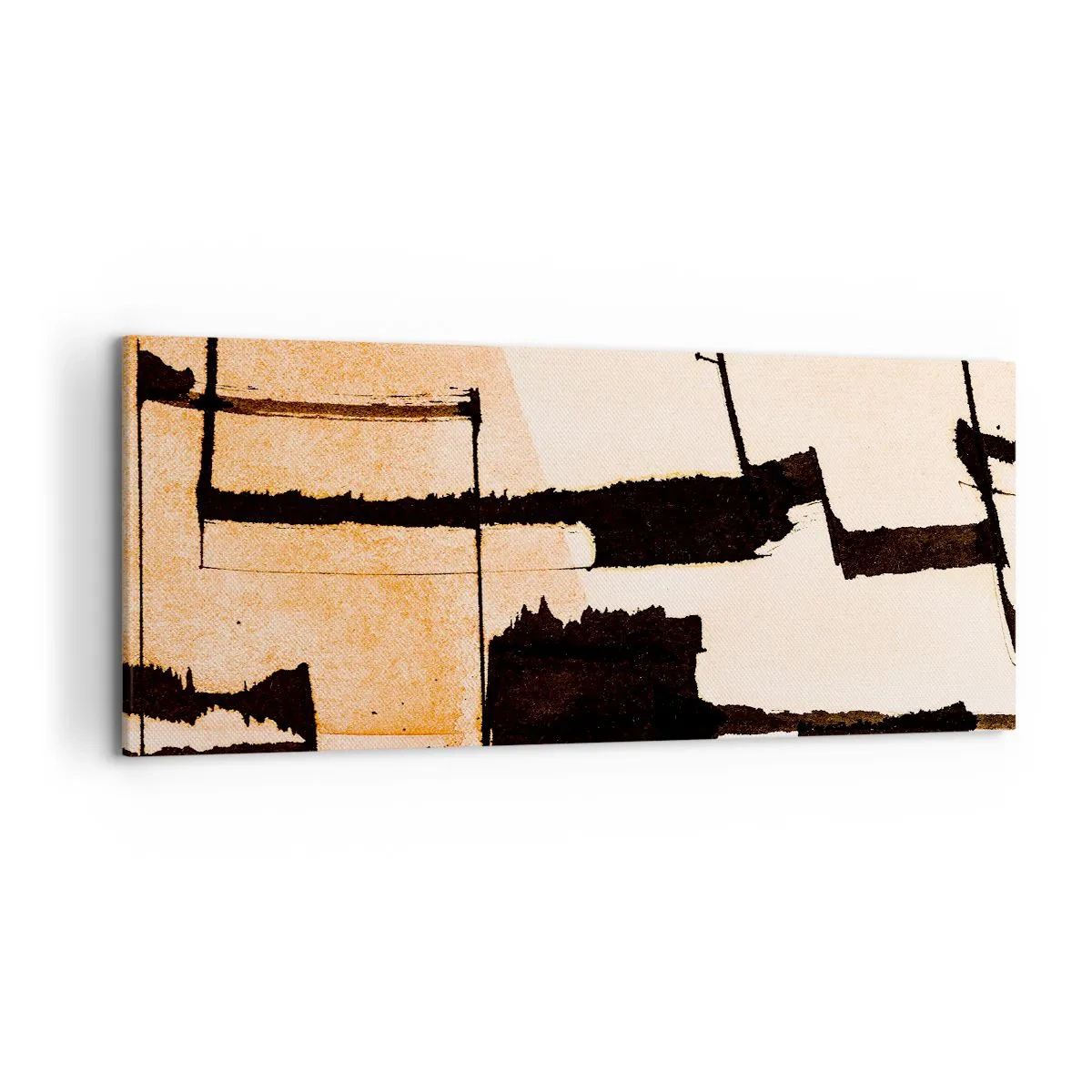 Bild auf Leinwand - Leinwandbild - Geometrische Muster in Braun- und Beigetönen - 120x50cm - Also doch Ordnung - Moderne Wanddekoration für Wohnzimmer und Schlafzimmer ARTTOR