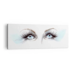 Bild auf Leinwand - Leinwandbild - Aquarell mit blauen Augen und zarten Akzenten - 140x50cm - Engelsaugen? - Moderne Wanddekoration für Wohnzimmer und Schlafzimmer ARTTOR