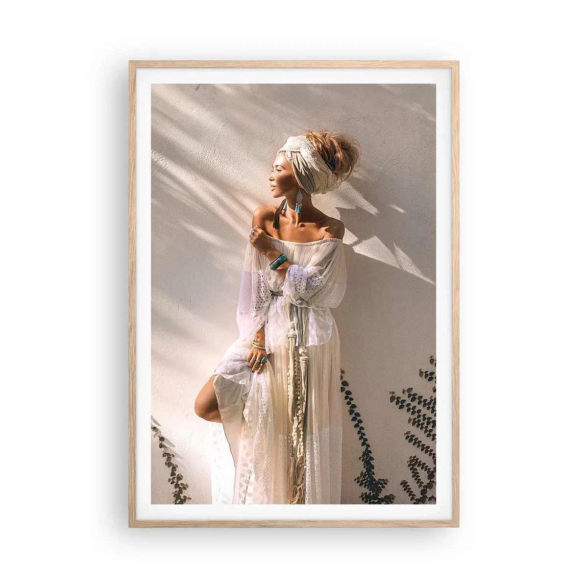 Poster in einem Rahmen aus heller Eiche - Die Sonne und das Mädchen - 70x100 cm