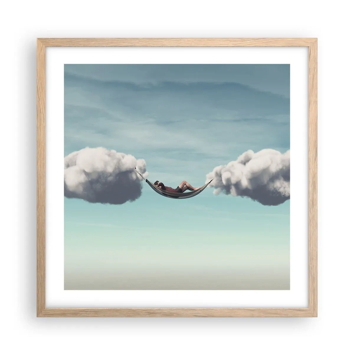 Poster in einem Rahmen aus heller Eiche - Die Behaglichkeit des Augenblicks - 50x50 cm