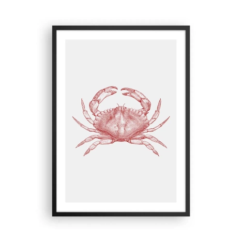 Poster in einem schwarzem Rahmen - Vintage Krabbenzeichnung auf hellem Hintergrund - 50x70cm - Krabbe aller Krabben - Moderne Wanddekoration für Wohnzimmer und Schlafzimmer ARTTOR