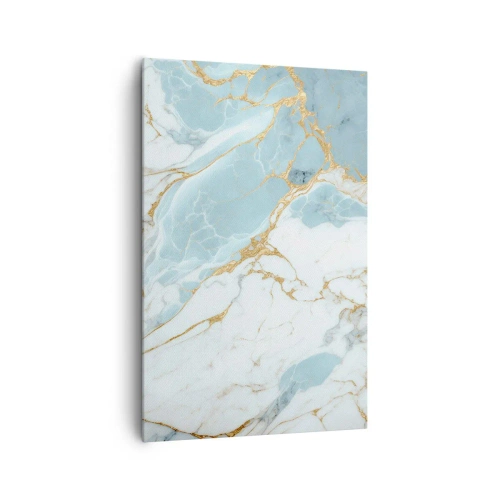 Bild auf Leinwand - Leinwandbild - Blaue und weiße Marmormuster mit zusätzlichen goldenen Adern - 80x120cm - Reichtum des Steins - Moderne Wanddekoration für Wohnzimmer und Schlafzimmer ARTTOR