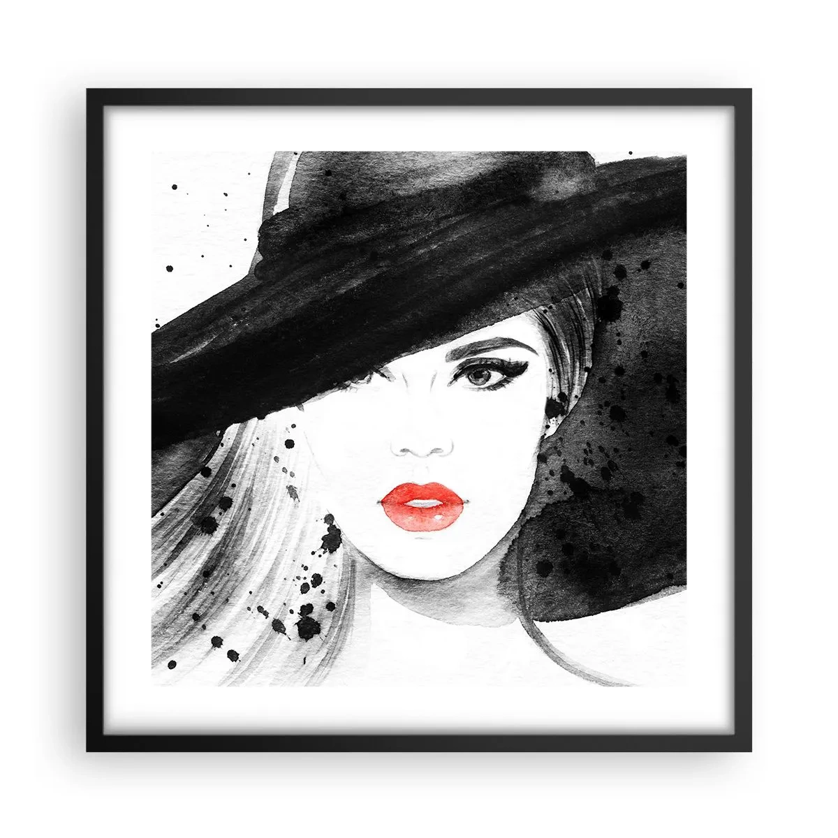 Poster in einem schwarzem Rahmen - Frau in schwarz - 50x50 cm