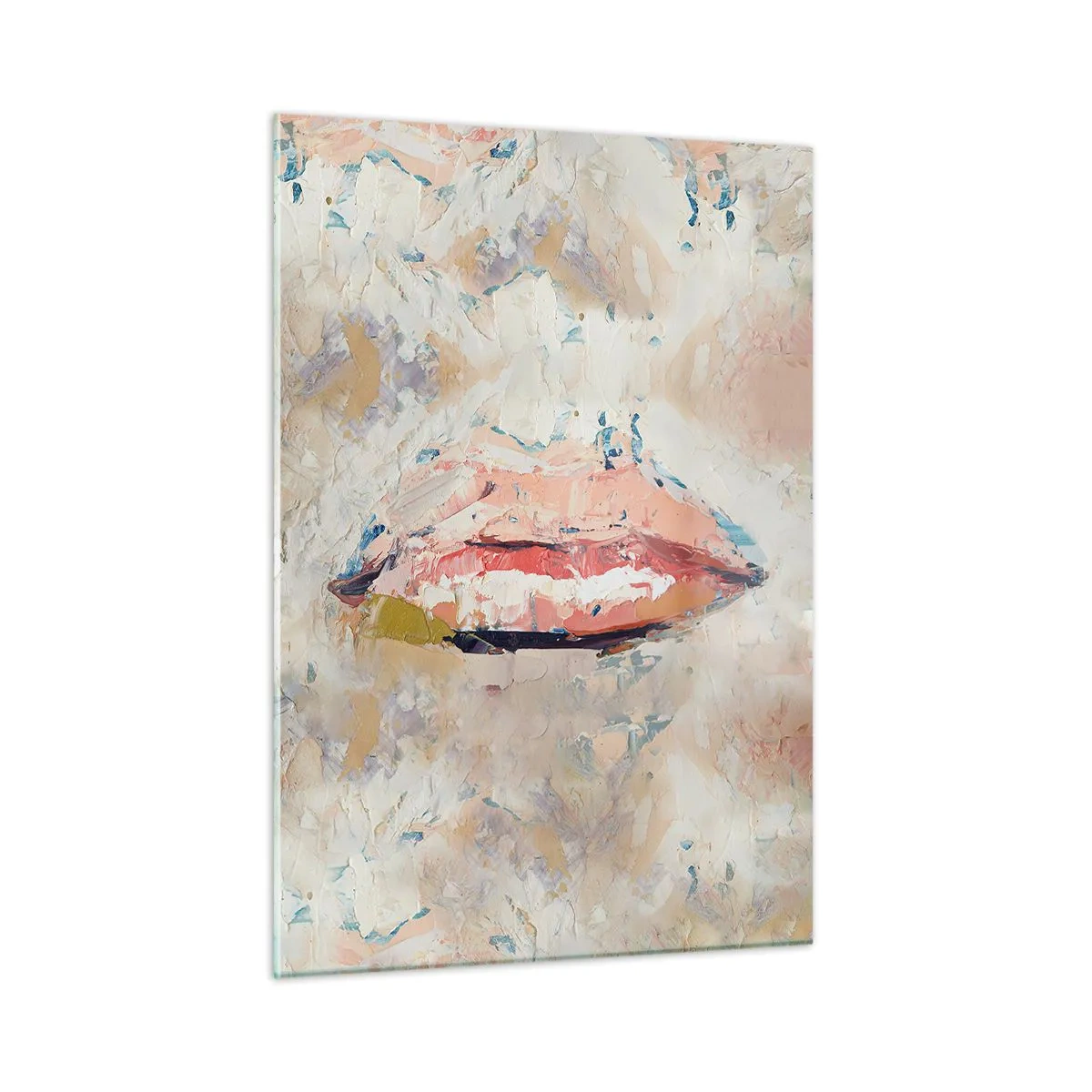 Glasbild - Bild auf glas - Abstraktes Bild von Lippen in einer expressiven Maltechnik - 50x70cm - Es weckt die Sinne - Moderne Wanddekoration für Wohnzimmer und Schlafzimmer ARTTOR