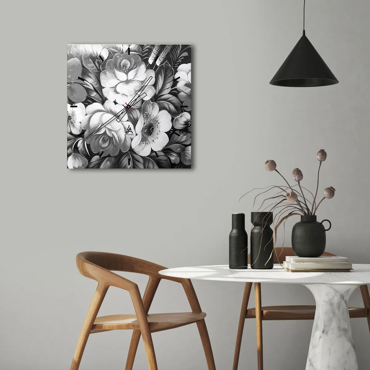 Wanduhr - Glasuhr - Schön auch in Grau - 40x40 cm