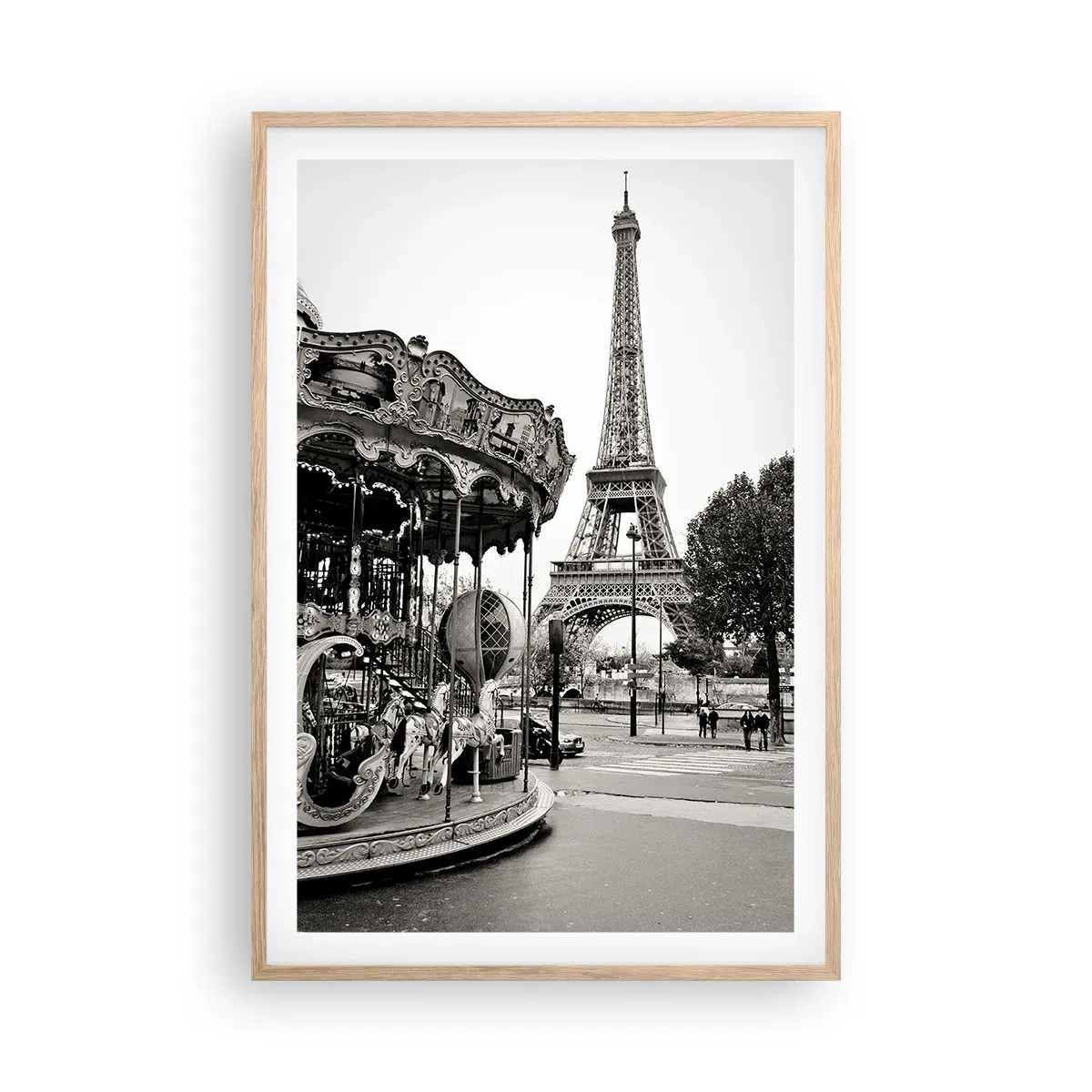 Poster in einem Rahmen aus heller Eiche - So lustig ist es nur in Paris - 61x91 cm