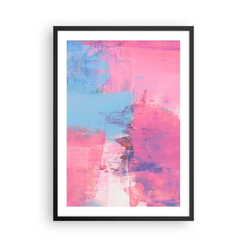 Poster in einem schwarzem Rahmen - Abstrakte Komposition in Rosa- und Blautönen - 50x70cm - Rosa, Blau und eine Prise Licht - Moderne Wanddekoration für Wohnzimmer und Schlafzimmer ARTTOR