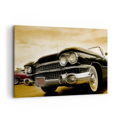 Bild auf Leinwand - Leinwandbild - Ein Oldtimer im Retro-Look und mit Chromdetails. - 120x80cm - Klassiker vergehen nie - Moderne Wanddekoration für Wohnzimmer und Schlafzimmer ARTTOR