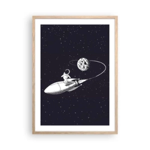 Poster in einem Rahmen aus heller Eiche - Weltraumsurfer - 50x70 cm