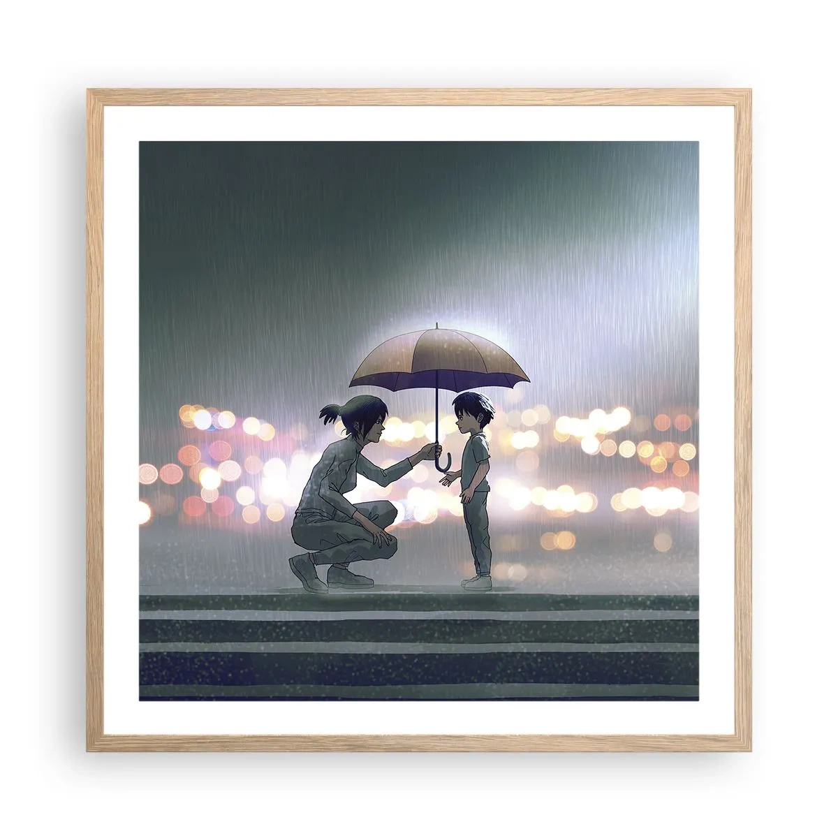 Poster in einem Rahmen aus heller Eiche - Und jetzt ist alles in Ordnung - 60x60 cm