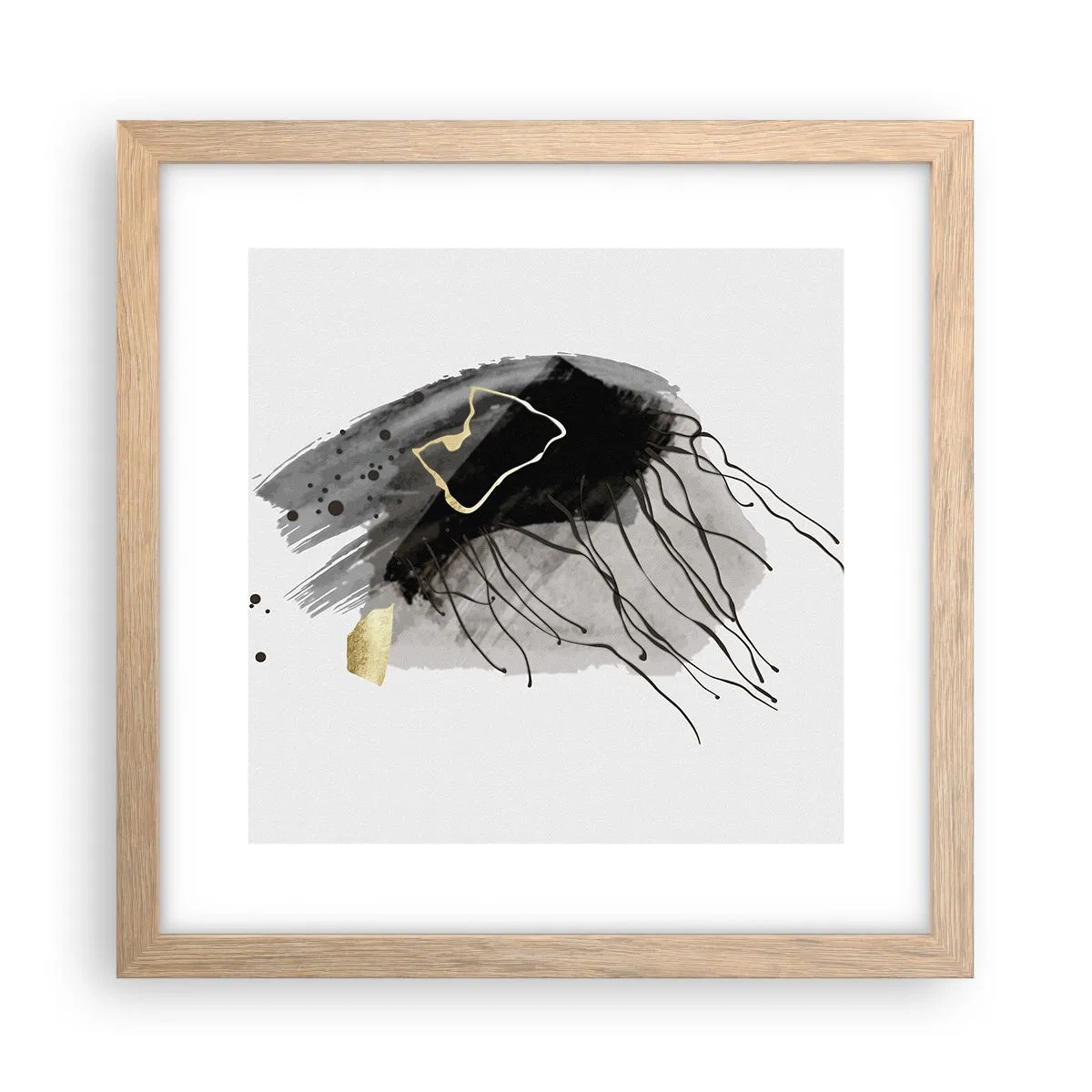 Poster in einem Rahmen aus heller Eiche - In Schwarz und Gold - 30x30 cm