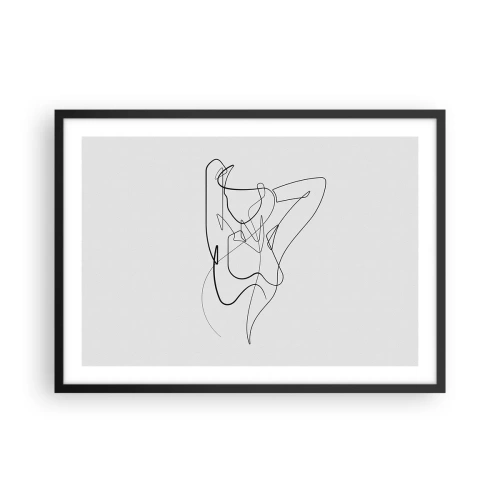 Poster in einem schwarzem Rahmen - Minimalistischer Umriss einer weiblichen Silhouette - 70x50cm - So, wie du wirklich bist ... - Moderne Wanddekoration für Wohnzimmer und Schlafzimmer ARTTOR