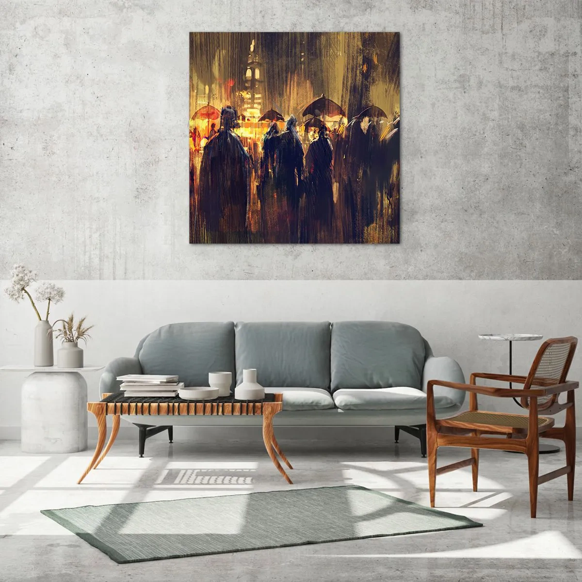 Glasbild - Bild auf glas - Anhänger des Regens - 60x60 cm