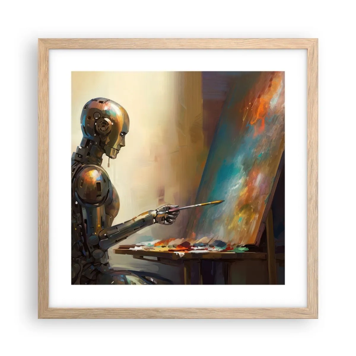 Poster in einem Rahmen aus heller Eiche - Die Kunst der Zukunft - 40x40 cm