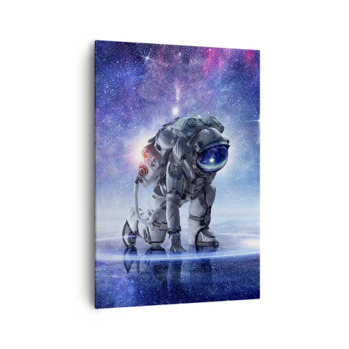 Bild auf Leinwand - Leinwandbild - Astronaut in einer galaktischen Landschaft - 70x100cm - Der Sternenhimmel über mir - Moderne Wanddekoration für Wohnzimmer und Schlafzimmer ARTTOR