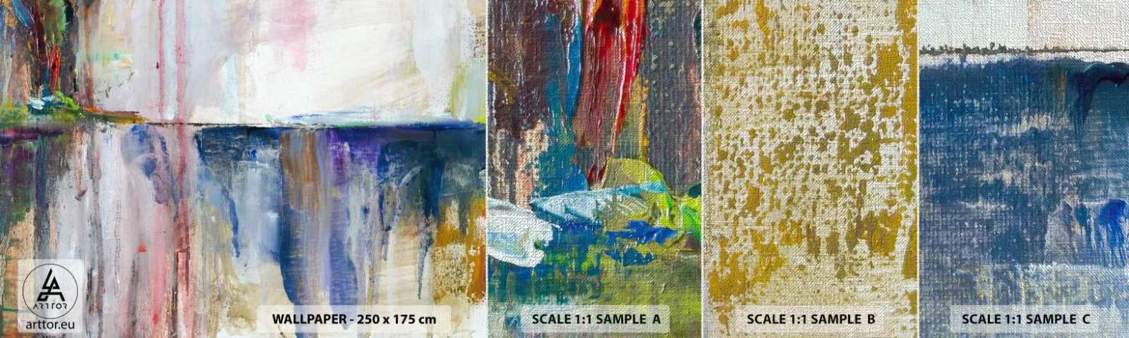 Fototapeten Muster Premium Canvas - Bunte Eindrücke und Assoziationen - Abstraktion, Stück, Malerei - 100x30 cm