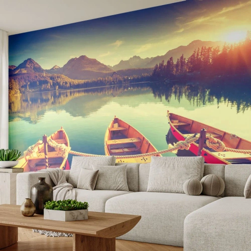 Maßgeschneiderte Fototapete Premium Sand - Lebe nach ihren Gesetzen - Landschaft, Berge, See