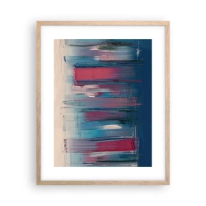 Poster in einem Rahmen aus heller Eiche - Vertikale Komposition in Blau und Rot - 40x50 cm