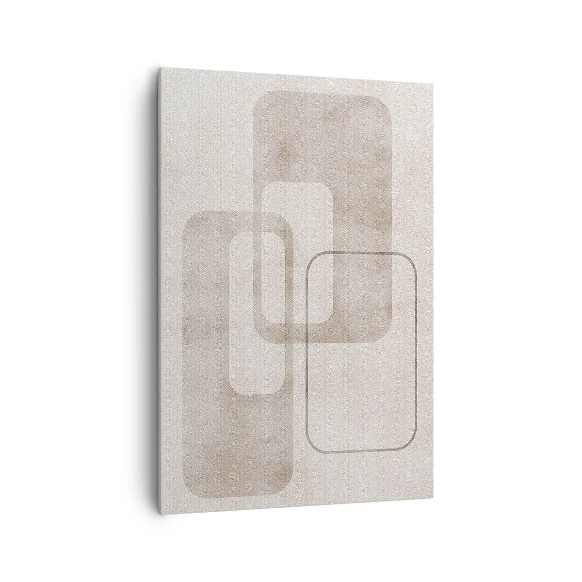 Bild auf Leinwand - Leinwandbild - Eine minimalistische Komposition mit Rechtecken in Beigetönen auf dezentem Hintergrund. - 70x100cm - Geometrische Fuge - Moderne Wanddekoration für Wohnzimmer und Schlafzimmer ARTTOR