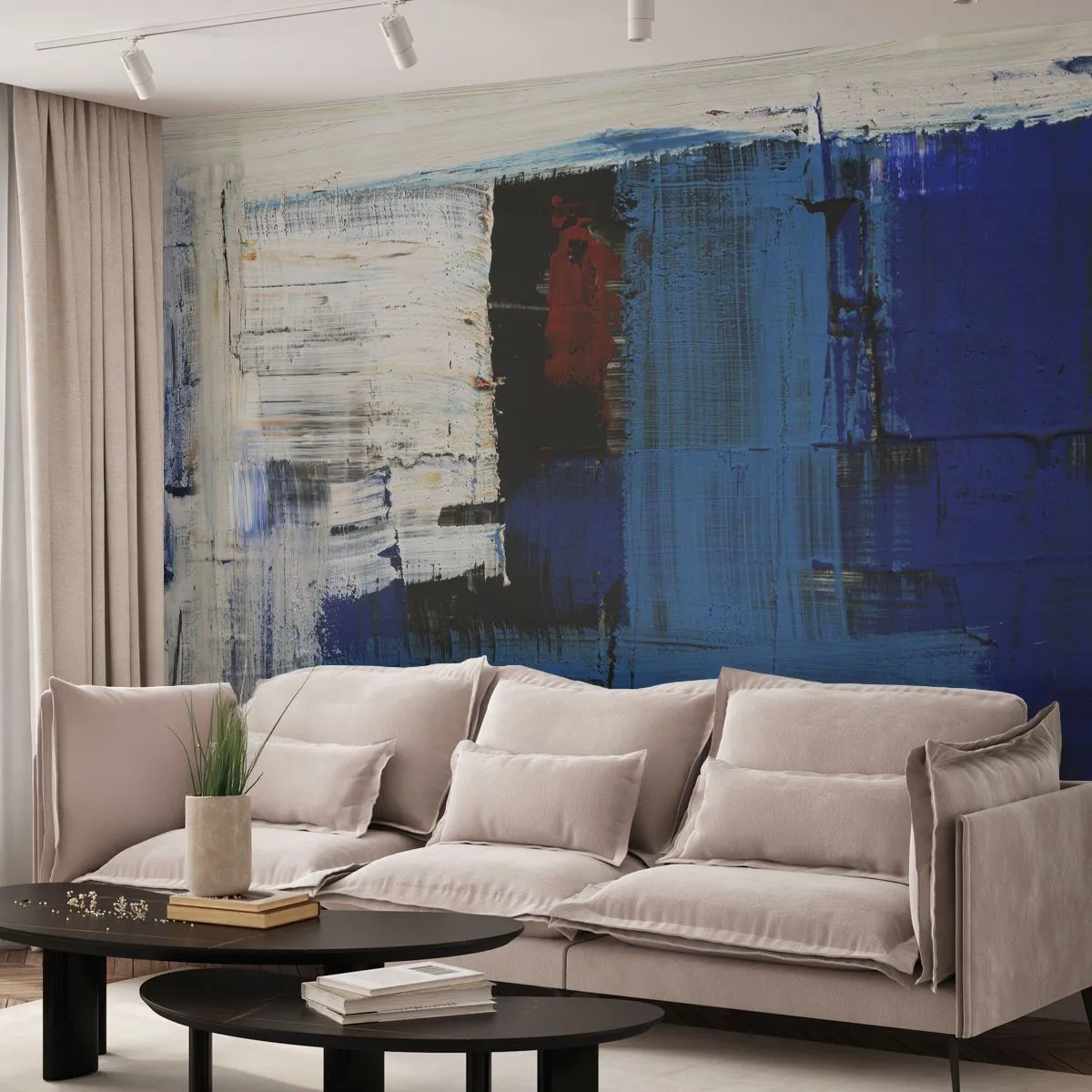 Fototapete Premium Canvas - Geheimnis ist blau - Abstraktion, Stück, Modernität - 200x140 cm