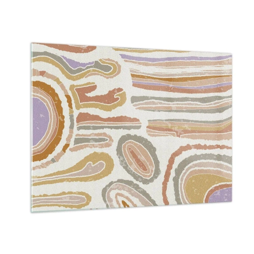Glasbild - Bild auf glas - Bunte abstrakte Formen, die an mineralische Querschnitte erinnern - 70x50cm - Bunte Querschnitte - Moderne Wanddekoration für Wohnzimmer und Schlafzimmer ARTTOR