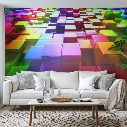 Maßgeschneiderte selbstklebende Fototapete Deluxe Sticker - Op-Art gemeinsam im Team - Abstraktion, Grafik, 3D