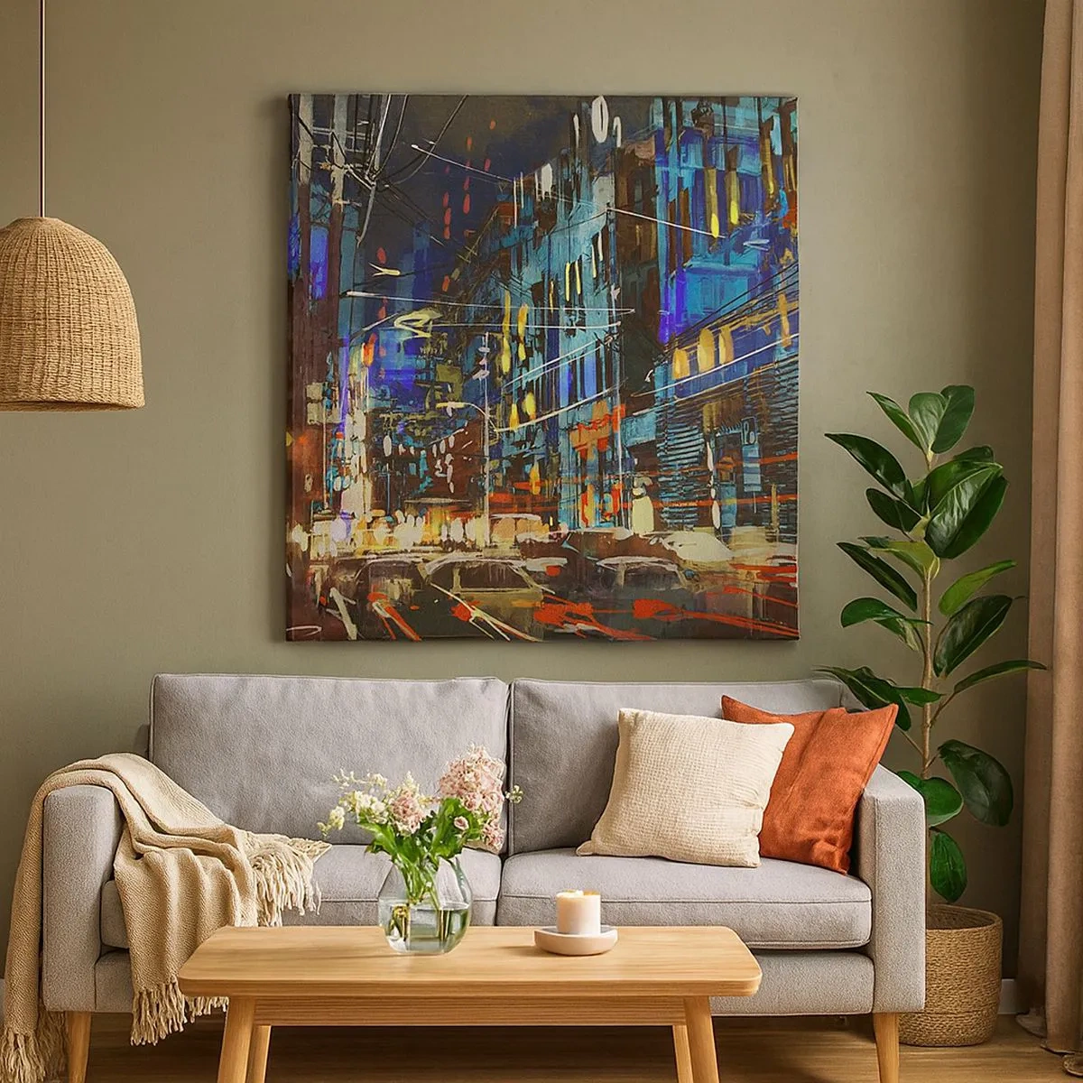 Bild auf Leinwand - Leinwandbild - Abendlicher Straßentrubel - 30x30 cm