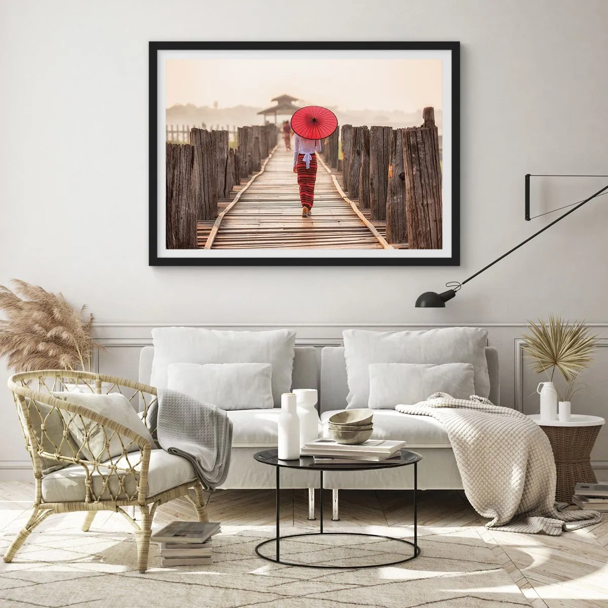 Poster in einem schwarzem Rahmen - Auf der alten Brücke - 50x40 cm