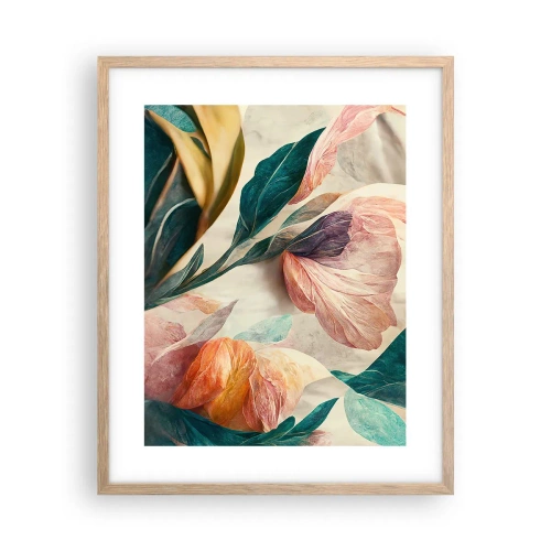 Poster in einem Rahmen aus heller Eiche - Blumen der südlichen Inseln - 40x50 cm