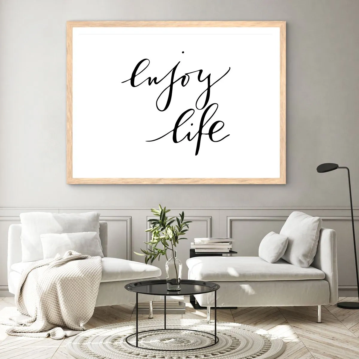 Poster in einem Rahmen aus heller Eiche - Nichts hinzufügen… - 100x70 cm