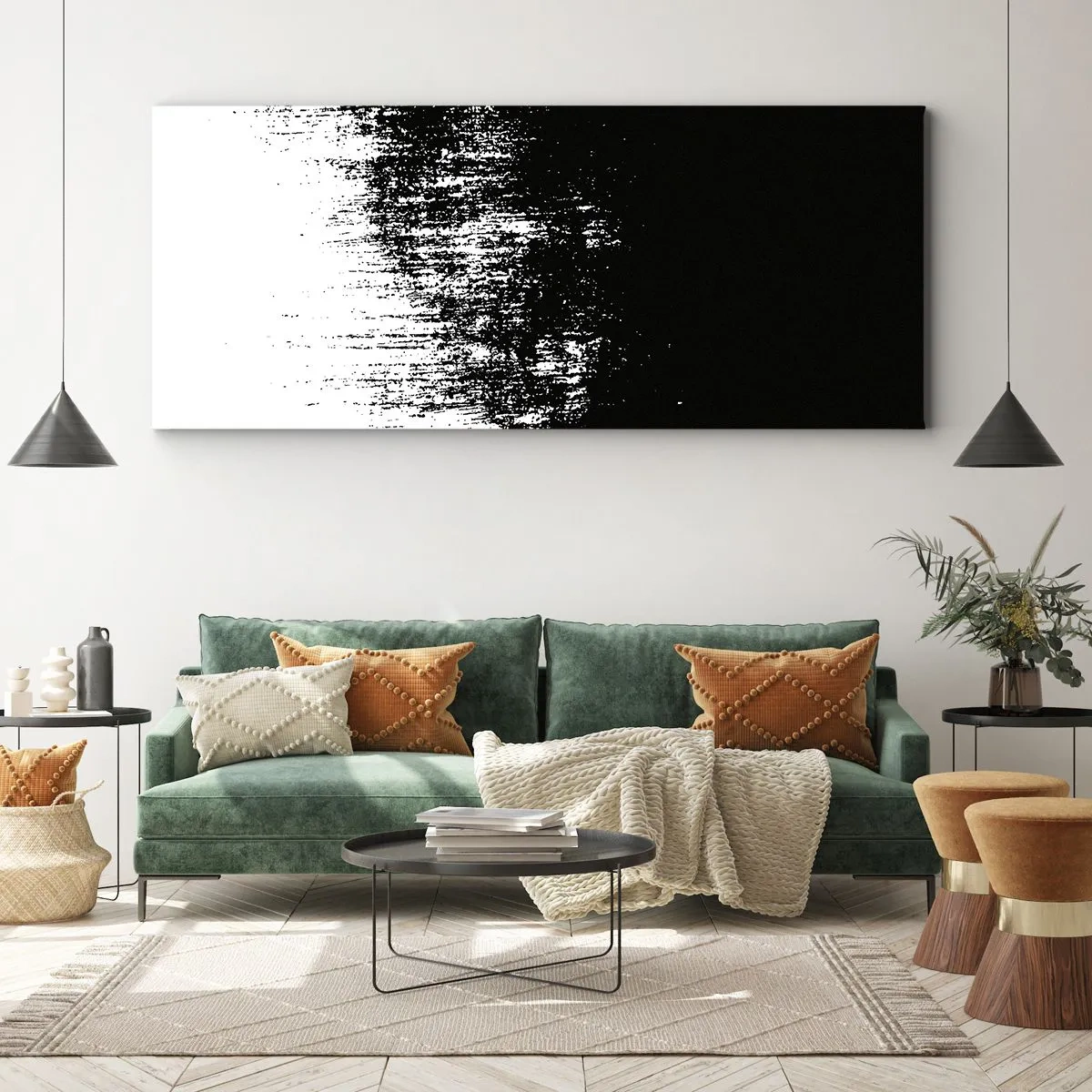 Bild auf Leinwand - Leinwandbild - Minimalistische Abstraktion in Schwarzweiß - 120x50cm - Und der Gewinner ist ... - Moderne Wanddekoration für Wohnzimmer und Schlafzimmer ARTTOR