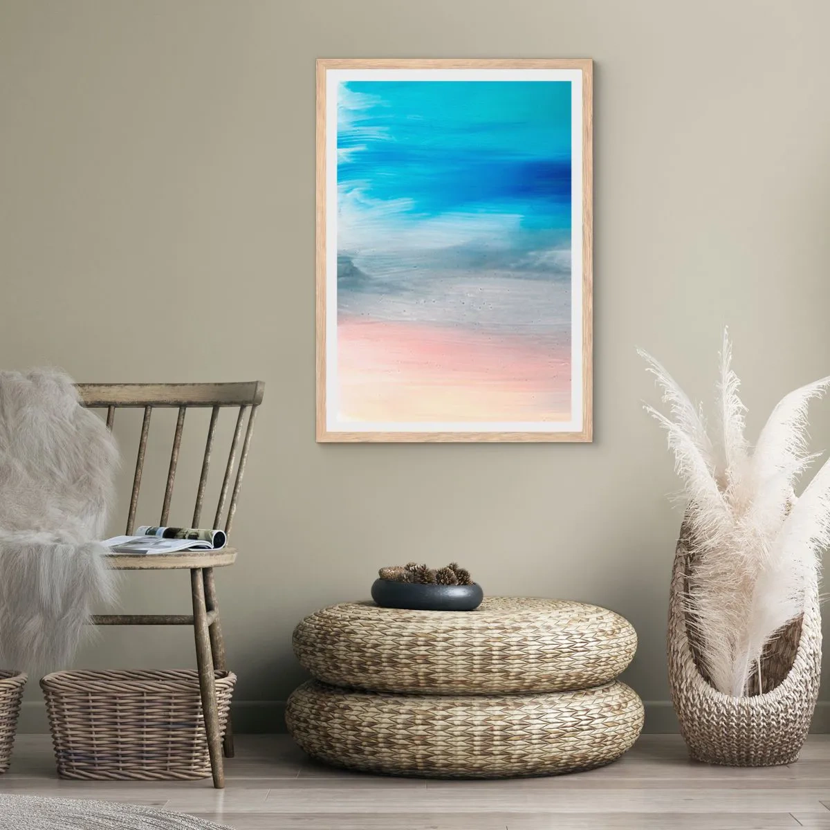 Poster in einem Rahmen aus heller Eiche - Elemente: Luft - 70x100 cm