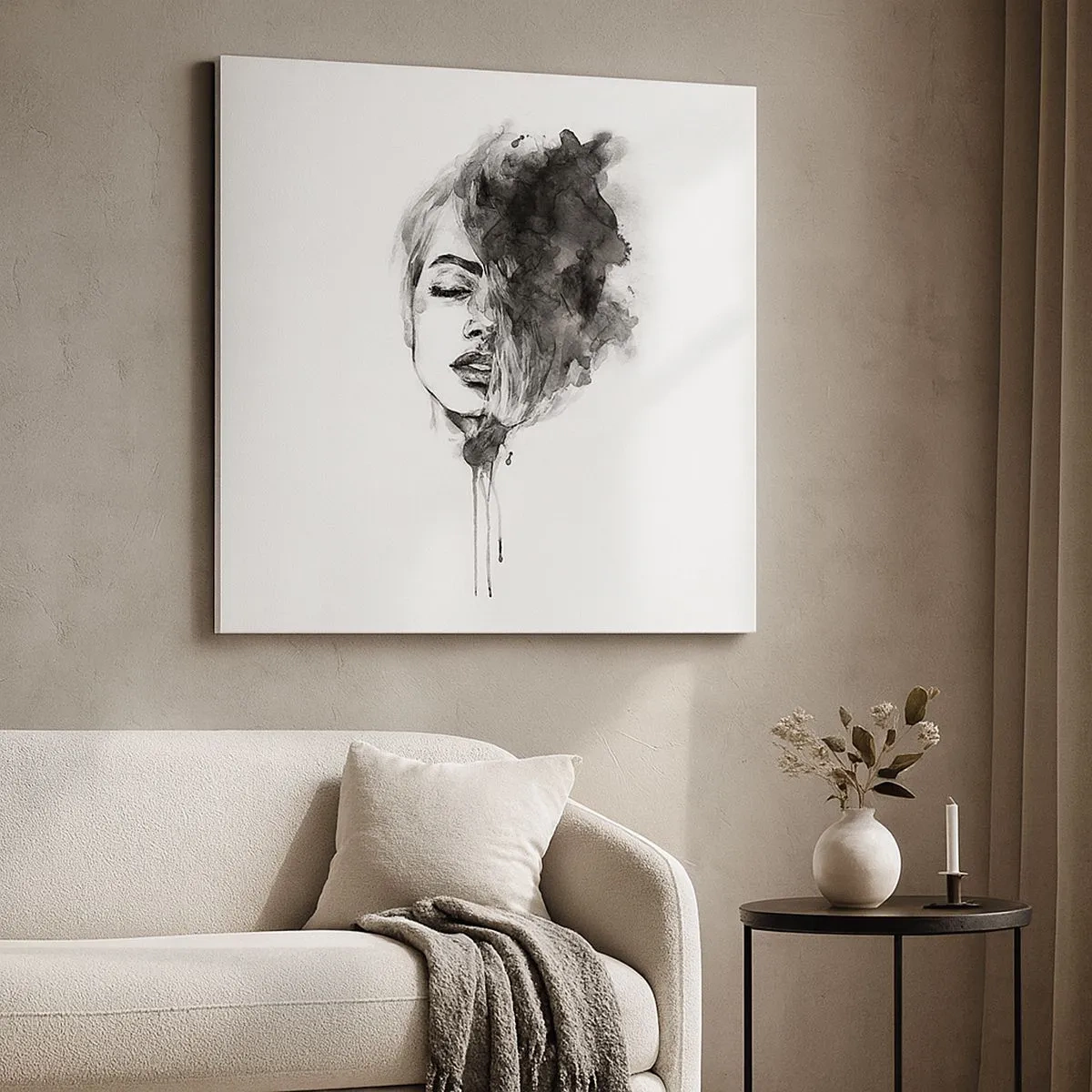 Bild auf Leinwand - Leinwandbild - Wovon träumt das Mädchen - 30x30 cm