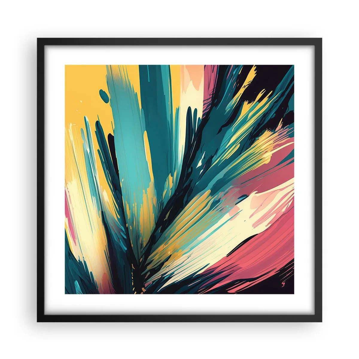 Poster in einem schwarzem Rahmen - Komposition – eine Explosion der Freude - 50x50 cm