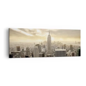 Bild auf Leinwand - Leinwandbild - Panorama der Stadt mit Blick auf das Empire State Building - 140x50cm - New York aus Grau - Moderne Wanddekoration für Wohnzimmer und Schlafzimmer ARTTOR