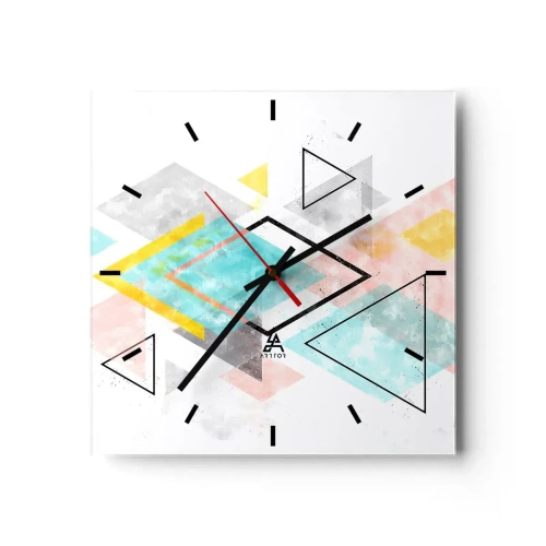 Wanduhr - Glasuhr - Geometrisches Spiel - 40x40 cm