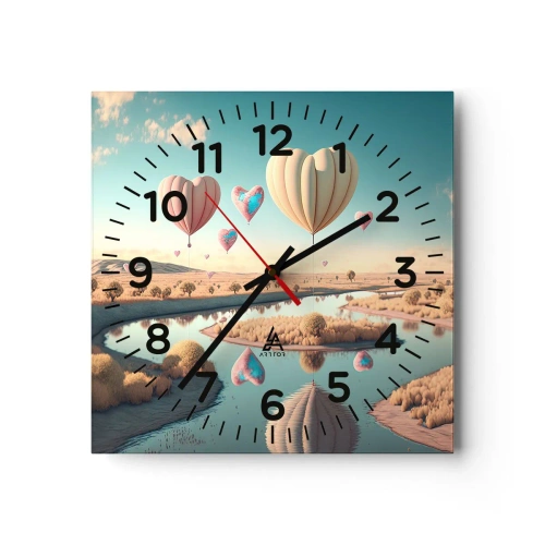 Wanduhr - Glasuhr - Dank Liebe steigt man auf - 30x30 cm