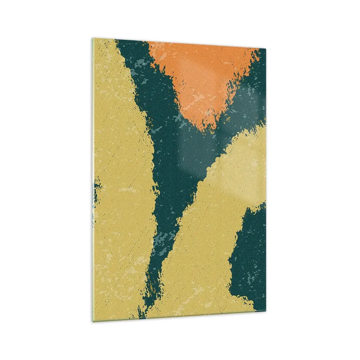 Glasbild - Bild auf glas - Abstrakte Flecken in erdigen und grünen Farben - 70x100cm - Abstraktion – langsame Bewegung - Moderne Wanddekoration für Wohnzimmer und Schlafzimmer ARTTOR