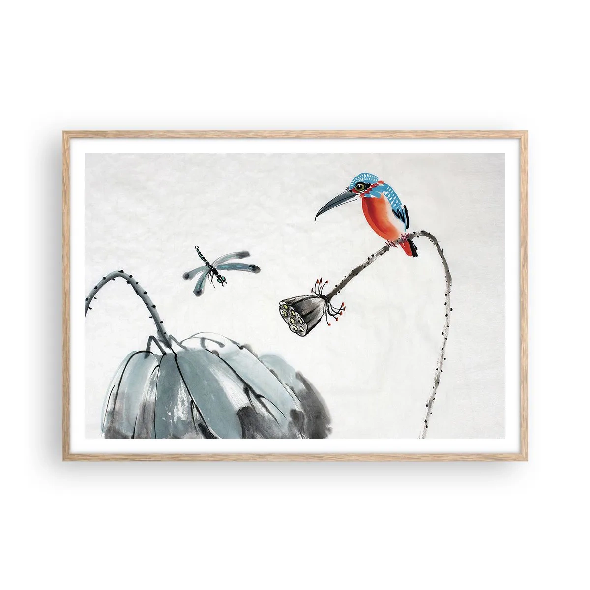 Poster in einem Rahmen aus heller Eiche - Das Leben der Wiese - 100x70 cm