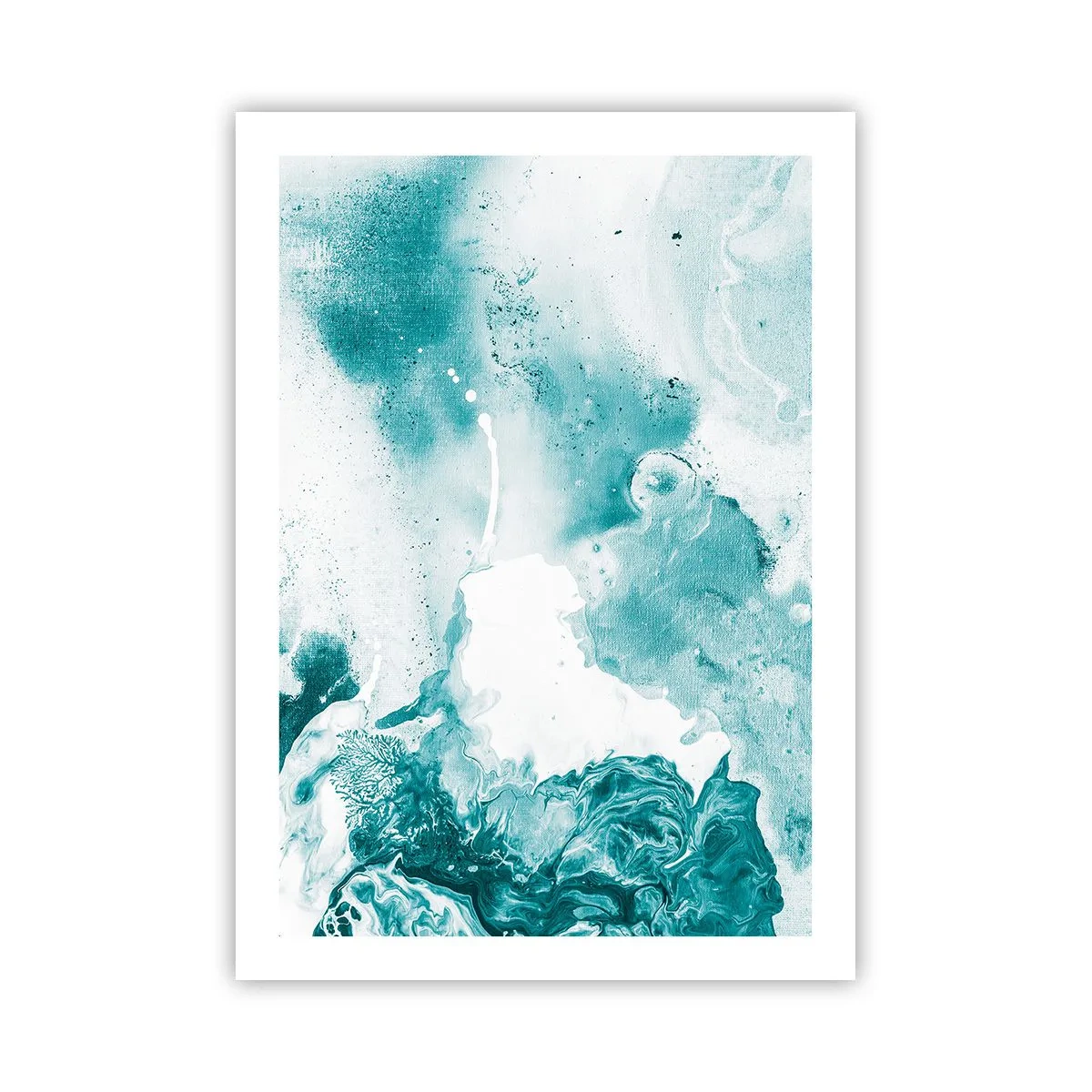 Poster - Türkisfarbene Abstraktion mit dynamischen Details - 50x70cm - Morast von Blau - Moderne Wanddekoration für Wohnzimmer und Schlafzimmer ARTTOR