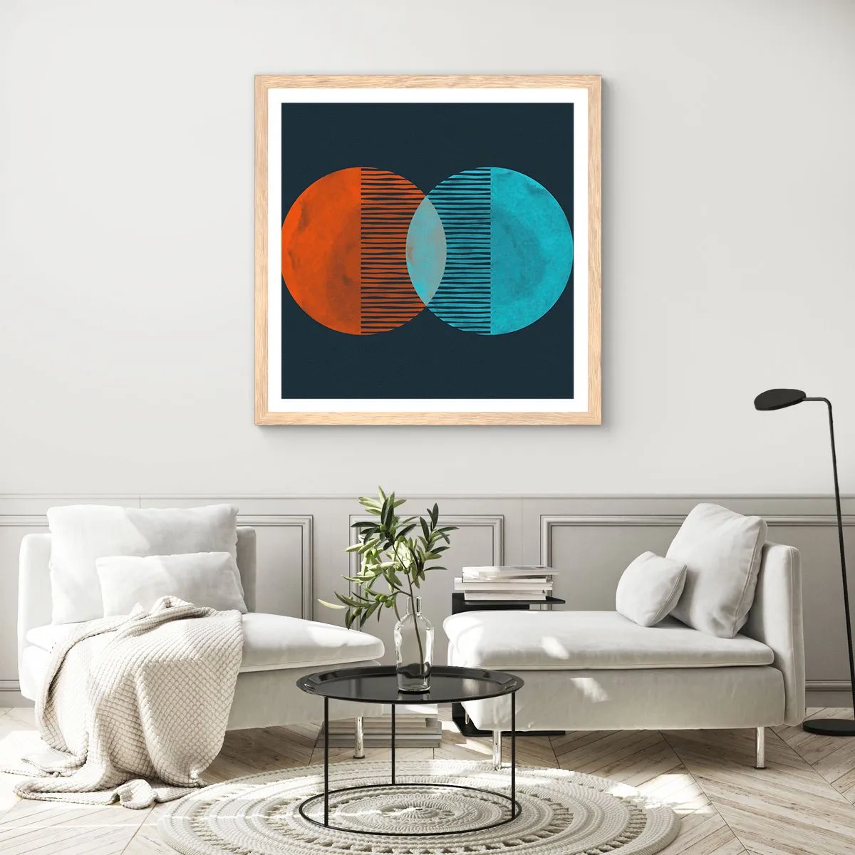 Poster in einem Rahmen aus heller Eiche - Astronomische Fantasie - 50x50 cm